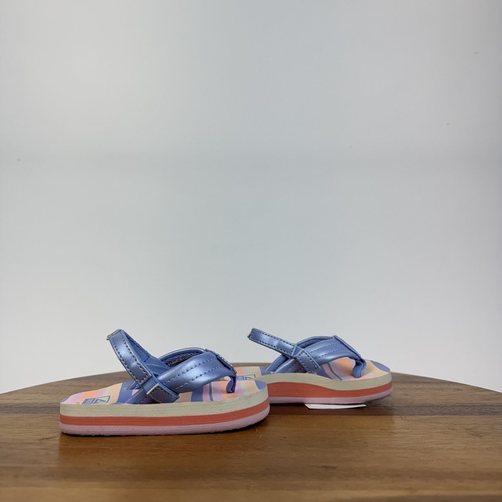 New NWT Little Kids Reef Ahi Blue Striped Thong Sandals Flip Flops Size 5 C